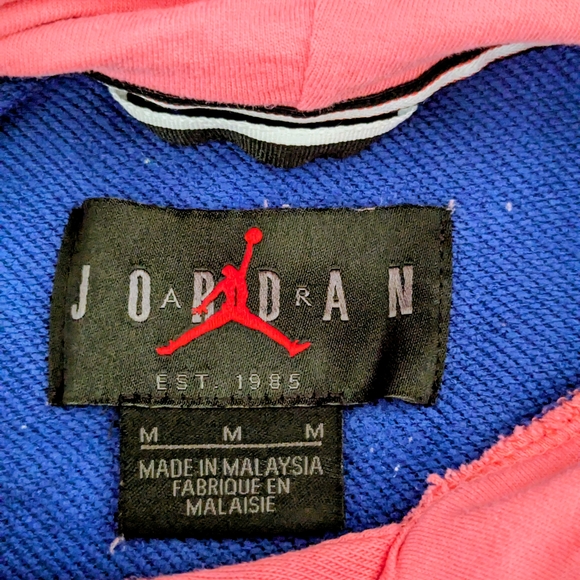 Nike Air Jordan Hoodie Mens Medium Colorblock Blue Yellow Green Sweatshirt Retro - Picture 8 of 11